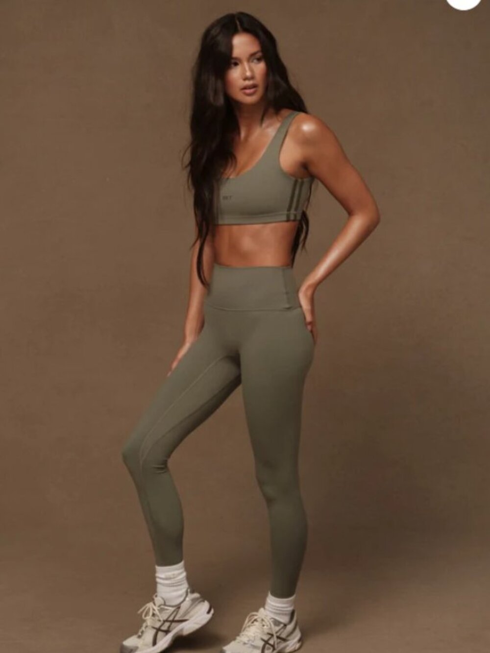 SET Active Olive Green Sportbody sporty high-rise Workout Leggings Size XS
